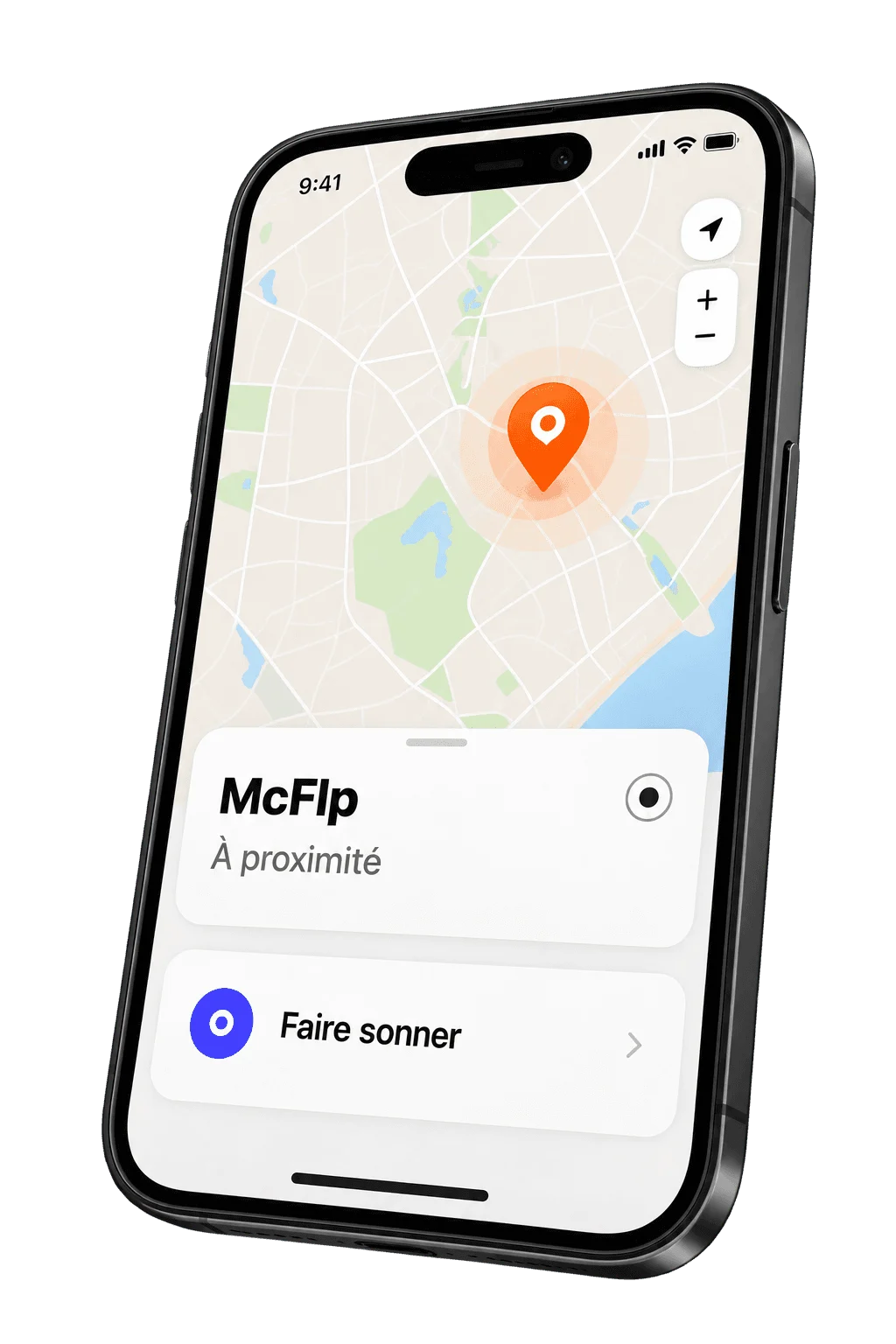 Téléphone affichant la localisation de McFlp